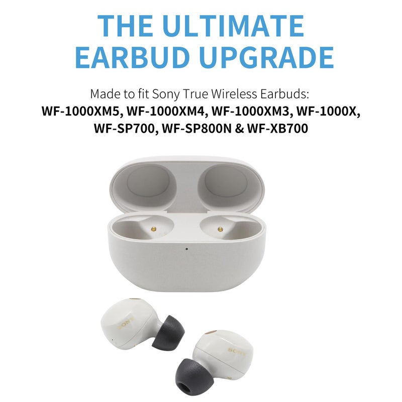 Comply Memory Foam Replacement Earbud Tips for Sony True Wireless Earbuds | Ultimate Comfort, Secure Fit, Superior Noise Isolation | Anti Slip, Prevent from Falling Out | Black, Large (3 Pairs) - Image 3